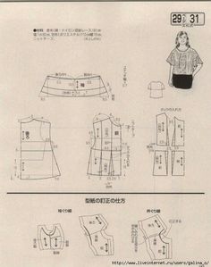 an image of women's blouses and tops in japanese texting, with instructions for the pattern