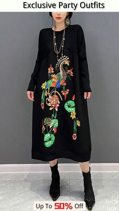 Buy 2 Save $6,Buy 3 Save $10,Buy 5 Save $18 Bohemian Long Kimono With Multicolor Embroidery, Plus Size Classy Outfits, Folk Style Multicolor Embroidery Kimono With Long Sleeves, Folk Style Kimono With Multicolor Embroidery, Black Bohemian Embroidered Abaya, Black Embroidered Long Sleeve Kimono, Neck Dress, Classy Outfits, High Neck