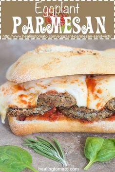 an eggplant parmesan sandwich with meat and cheese