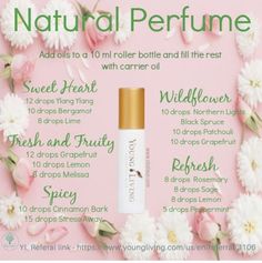 Perfume Oil Recipes, Diy Perfume Recipes, Essential Oil Perfume Blends, Perfume Roller, Essential Oil Perfumes Recipes, Homemade Perfume, Essential Oil Combinations, Perfume Recipes, Essential Oil Diffuser Blends Recipes