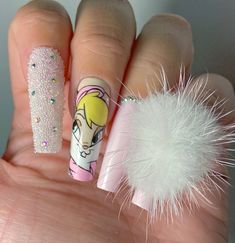 Press on nails of Lola Bunny Lola Nails, Lola Bunny, Bunny Nails, Nail Art Disney, Simple Nail Designs, Girls Nails, Dope Nails, Valentines Nails