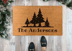 Greet your guests with a personalized family name doormat! This cheerful custom doormat comes with winter trees and your own last name, making it the life of the party at the front doorstep. Front Doorstep, Mat Ideas, Last Names, Layered Rugs, Custom Doormat, Life Of The Party, Winter Trees, Family Name, Personalized Family