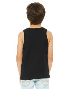 Youth Jersey Tank - BLACK - S | Bella + Canvas Youth Jersey Tank Top in Black Size Small | Cotton B Black Summer Playwear Tops, Black Cotton Tops For Playwear, Black Casual Playwear Tops, Casual Black Playwear Tops, Casual Black Tops For Playwear, Sleeveless Shirts, Jersey Tank Top, 30 And Single, Sleeveless Shirt