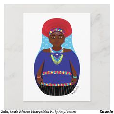 Zulu, South African Matryoshka Postcard Fathers Day Cards, South African, Sign Poster, Art Wall, Thank You Cards, Tool Design, Wall Art Decor, Free Design