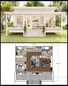 the floor plan for a small house with two levels