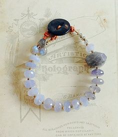 Iolite & Labradorite Bracelet | Leather | Mother of Pearl Button | Lg Iolite… Labradorite Bracelet, Labradorite, Leather Bracelet