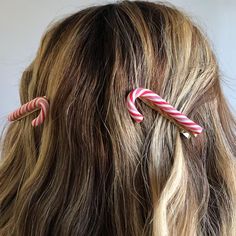 Handmade Candy Cane Hair Clips, Christmas Candy Cane Barrettes - Etsy Candy Cane Hair, Christmas Wig, Handmade Candy, Holiday Sparkle, Securely Attached, Alligator Clips, Christmas Candy Cane, Barrette Clip, Style Expert