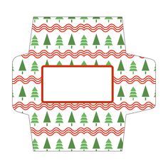 an origami box with christmas trees on it and a red border in the middle