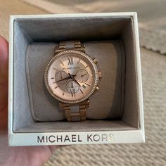 Michael Kors Watch. Never Worn! I Am Not A Fan Of Rose Gold And Was Gifted This For My Birthday. Looking To Sell As I Will Never Wear It. Elegant Chronograph Watch With Date Display As Gift, Diamond Watch With Date Display For Gift, Michael Kors Watches Women, Watches Women Michael Kors, Watches Women, Michael Kors Accessories, Girly Jewelry, My Birthday, Michael Kors Watch