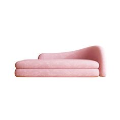 a pink couch sitting on top of a white floor