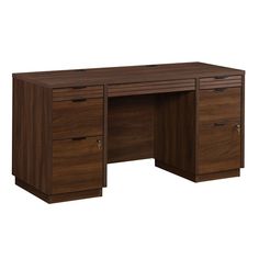 an office desk with two drawers and one file cabinet