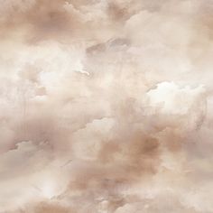 an abstract painting with white clouds in the sky and light brown tones on the wall