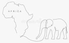 the outline of an elephant and its baby in africa