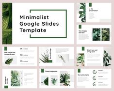 the minimalist google slides presentation is shown with green plants and foliages on it