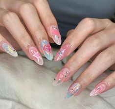 Hippie Nails, Pink Ombre Nails, Grunge Nails, Cute Gel Nails, Nail Swag, Kawaii Nails, Beauty Nail