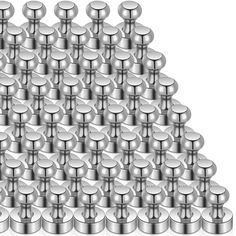 an image of a pyramid made up of metal balls and screws on white background