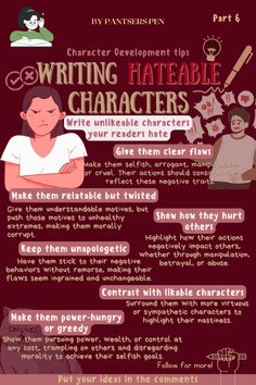 an info sheet describing how to write the character