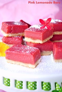 pink lemonade bars on a white plate