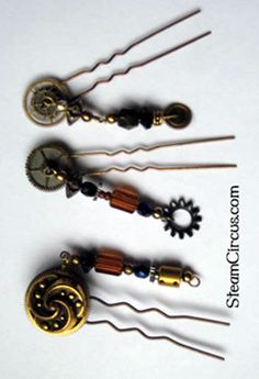 Old fashioned hair pins Old Fashioned Hair, Old Fashioned Hairstyles, Steampunk Stuff, Found Object Jewelry, Steampunk Wedding, Neo Victorian, Steampunk Accessories, Steampunk Costume, Steampunk Jewelry