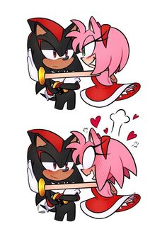 sonic and knuckles kissing each other with hearts on their cheeks in front of the image