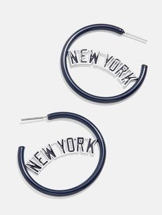 MLB Enamel Hoops - New York Yankees – Get Gifting: Enjoy 20% Off – BaubleBar Holiday Fashion, New York Yankees, Team Colors, The Game, Mlb, Sleek, New York, Frame, Color