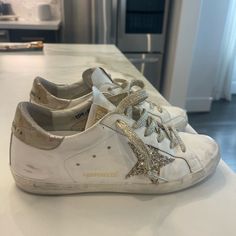 They Have Only Been Worn 5 Times Shoes Golden Goose, Goose Sneakers, Goose Shoes, Golden Goose Sneakers, Golden Goose Shoes, Golden Goose, Athletic Shoes, Color White, Women Shoes