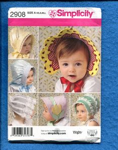 the sewing pattern for hats and bonnets is available in sizes ranging from small to large