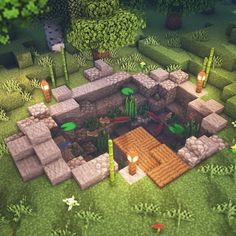 an image of a small garden in minecraft