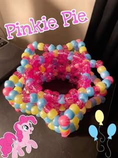 the pinkie pie bracelets are made from plastic beads