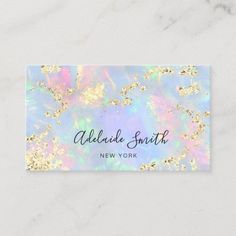 a business card with gold glitters on it and the words, edible smith new york