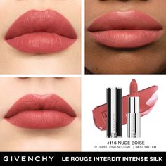 Rouge Interdit Intense Silk Satin Matte Lipstick - Givenchy | Sephora Parfum Givenchy, Prickly Pear Oil, Givenchy Beauty, Rouge Lipstick, Lower Lip, Long Wear Lipstick, Cupids Bow, Velvet Lipstick, Lip Set