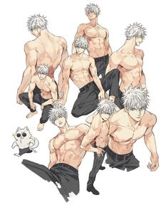 an image of some anime characters with different poses and hair colors on their bodys