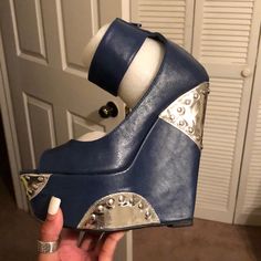 Brand New Never Worn Shoe Republic Chunky Wedge Grommet Heels Size 8! No Box! Very Cute And Trendy Chunky Wedges, Party High Heels, Goth Shoes, Extreme High Heels, Shoes Heels Wedges, Heels & Wedges, Shoes Brand, Heel Pumps, Womens Shoes Wedges