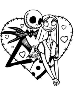 the skeleton couple is hugging in front of a heart