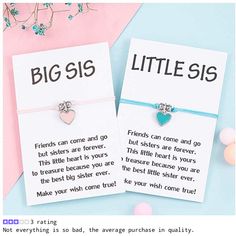 Seyaa Bracelets Matching Sisters Jewelry | 3 User Reviews Birthday Gift Ideas For Sister Creative, Birthday Wishes For Big Sister, Matching Sister Jewelry, Sister Activities, Diy Birthday Gifts For Sister, Sis Quotes, Sister Bracelets, Minimalist Bracelets, Birthday 20