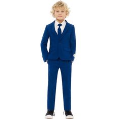 Every man needs a navy blue suit in his wardrobe. Your little fella will look the part on any special occasion in this stylish OppoSuits outfit. Also, we're pretty sure he'll look (and feel) all grown-up in this classic suit, so don't be surprised if he will get a job offer. Every man needs a navy blue suit in his wardrobe. Your little fella will look the part on any special occasion in this stylish OppoSuits outfit. Also, we're pretty sure he'll look (and feel) all grown-up in this classic suit Sixties Wedding, Boys Ring, Ring Bearer Suit, Bridal Wedding Flowers, Suit Prom, Like Father Like Son, Wedding Party Outfits, Little Rascals, Shirt And Tie