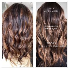 Root Melt Brown Balayage, Formula For Caramel Highlights, Caramel Highlights Toner Formula, Redken Balayage Brunettes, Redken Highlights Brunettes, Brunette Balayage Hair By Hair Pattern, Caramel Highlight Formulas, Balayage Dimensional Brunette, Root Melt Brunette To Caramel