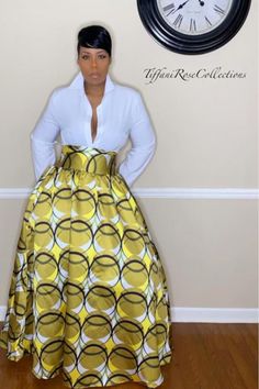 Fitted Flared Yellow Maxi Skirt, Yellow Fall Party Skirt, Yellow High Waist Pleated Skirt, Afrikaanse Mode, Gown Skirt, High Waisted Maxi Skirt, Long Maxi Skirts, Fly High, Long Maxi