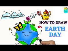 someone is drawing the earth on a whiteboard with words how to draw earth day