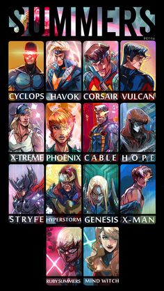 an image of some characters from the anime series summer's, with text that reads cyclips havoc corsair villain