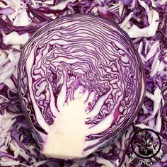 the cabbage has been sliced and is ready to be eaten