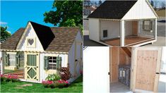 three pictures of different types of dog houses