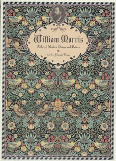 the front cover of william morris's book, which is printed in blue and green