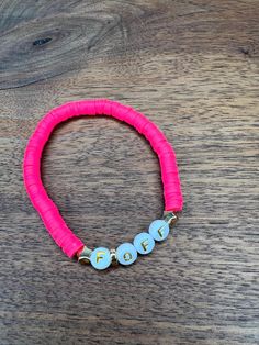 F-OFF pink heishi beads statement bracelet, clay beads with Gold stars. Great for a gift, stocking stuffer or for yourself Bracelet Clay, Heishi Beads, Statement Bracelet, Bracelet Ideas, Clay Beads, Gold Stars, Stocking Stuffer, Arm Band, Stocking Stuffers