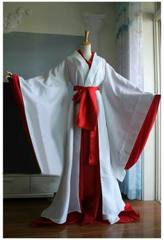 Gaun Abad Pertengahan, Ancient Dress, Ancient Chinese Dress, Modern Kimono, Red Kimono, Kimono Design