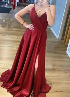 Contact+us:+lisamony@outlook.com Please+left+message+what+color+you+need+when+you+order+it.Besides+the+picture+color,+you+can+also+choose+any+color+you+want. Spaghetti+Strap+A+Line+V+Neck+Burgundy+Prom+Dresses Processing+time:+12-21+business+days Shipping+Time:+3-5+business+days "Fabri... Prom Dresses Wine Red, Satin Prom Dress Long, Simple Prom Dress Long, Satin Dress Long, Burgundy Prom Dress, Dresses Simple, High Street Fashion, Long Prom Dresses, Satin Prom Dress