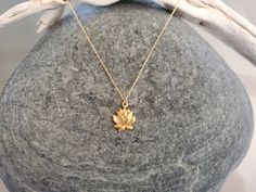 "Matte gold vermeil lotus necklace. This beautiful gold vermeil (24k gold over sterling silver) necklace has a 3 dimensional lotus flower in a smooth matte finish and hangs from a small but strong gold fill chain. The flower measures 10mm x 15mm and shown here on a 20\" chain. Also available in sterling silver as seen in last photo. *If you are unsure of the length you need, or would like to wear this item at different lengths, we now offer an adjustable length option! You can add an adjustable Simple Daily Wear Chains Gold, Small Pendent Designs Gold, Gold Lotus Flower Jewelry For Gift, Small Gold Pendant, Gold Pendant Designs, Flower Gold Necklace, Necklace Extension, Gold Neck Chain, Small Gold Necklace