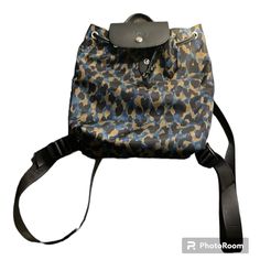 Preowned Excellent Condition No Callouts Clean Interior Clean Exterior Longchamp Small Backpack, Longchamp Bags, Interior Clean, Blue Backpack, Longchamp Le Pliage, Leather Trims, Black Blue, Blue Black, Leopard Print