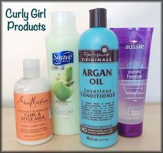 The products I'm using and loving on the Curly Girl Routine. Curly Girl Routine, Curly Girl Products, Girl Products, Girl Routine, Curly Hair Photos, Thick Curly Hair, Glow Skin