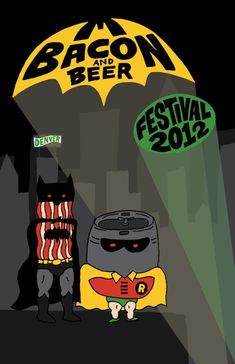 an image of a cartoon character with the words bacon beer festival 2012